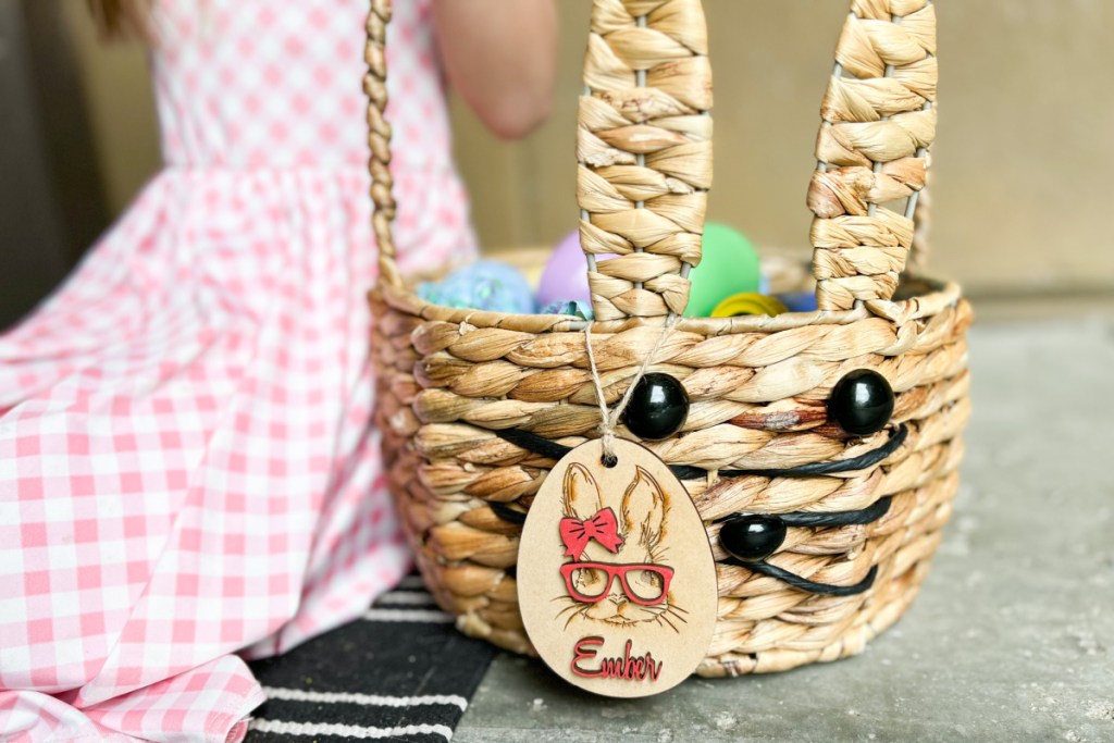 easter tag on bunny basket