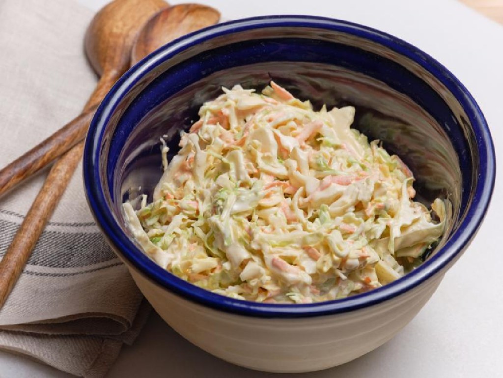 easy coleslaw recipe in a bowl