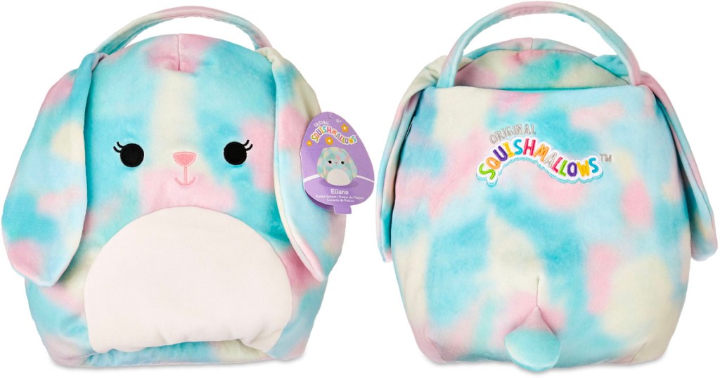 eliana blue bunny squishmallow easter basket front and back stock image