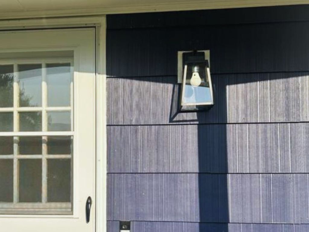 Outdoor Wall Lantern Sconce w/ Glass on porch by door