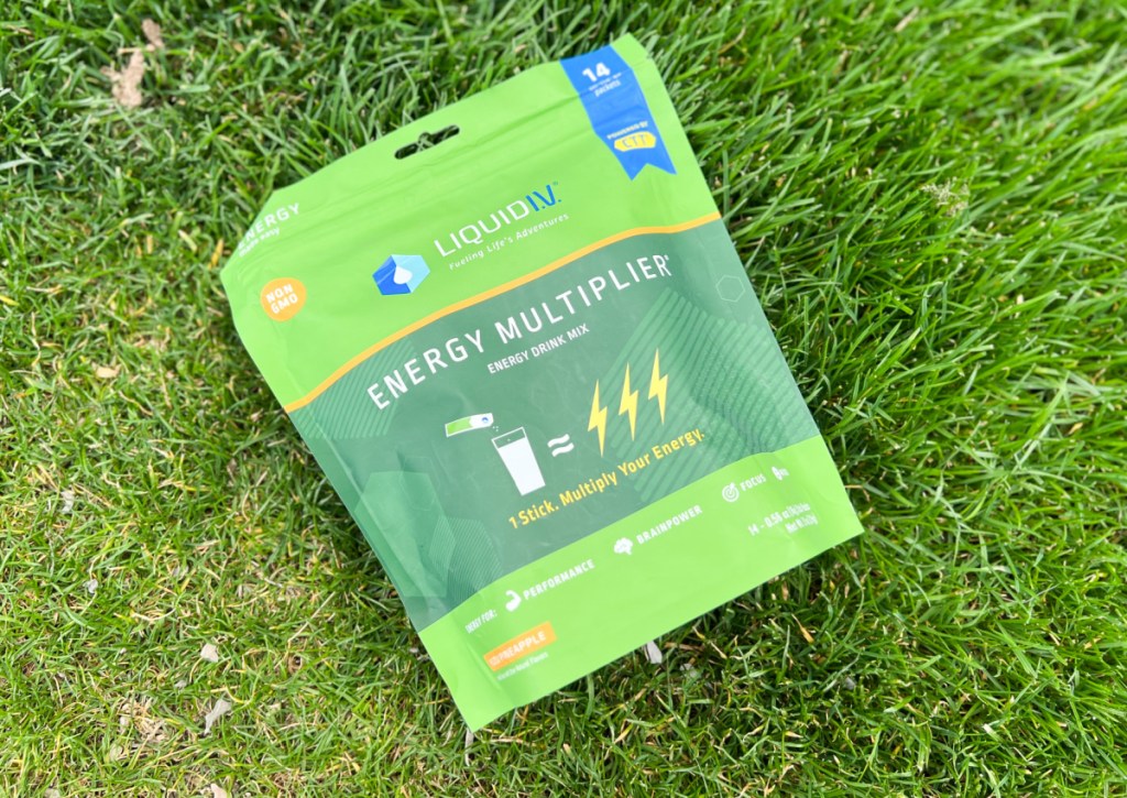 bag of liquid iv on grass