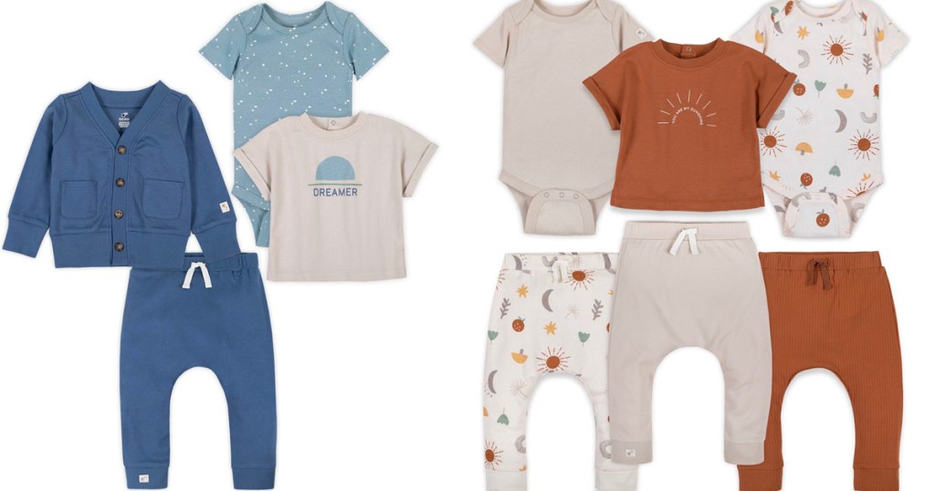 5 little star organics baby outfit stock images