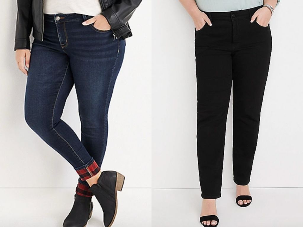 two stock images of women wearing jeans