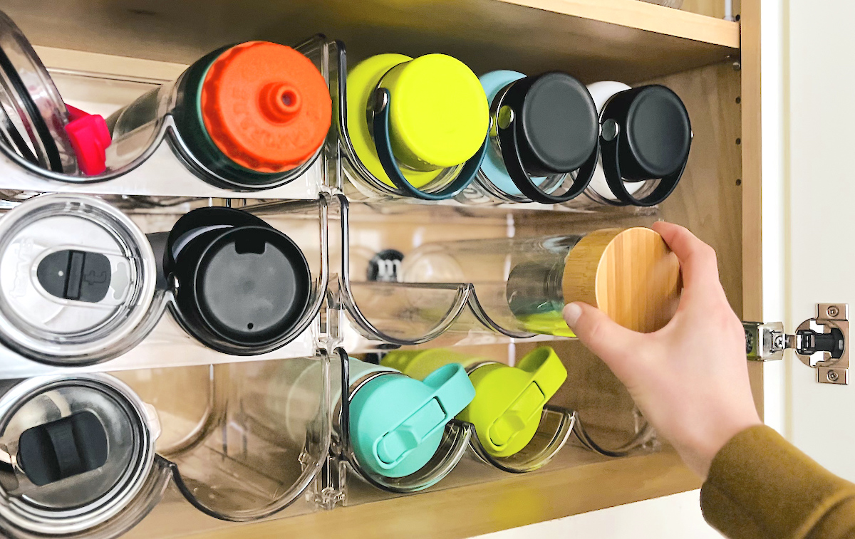 these water bottle racks are one of our favorite pantry organizer ideas