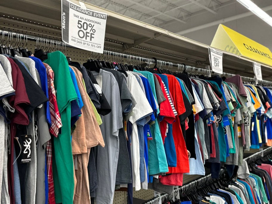 mens clothes hanging at academy sports