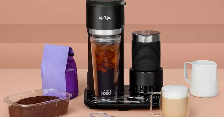 mr coffee 4-in-1 maker with all accessories on counter