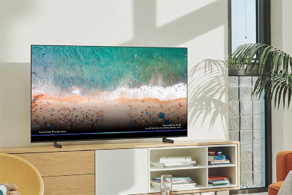 Samsung Q60B smart TV on tv stand