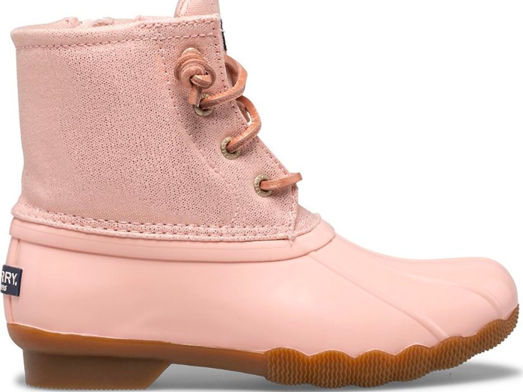 pink sparkly sperry boots stock image
