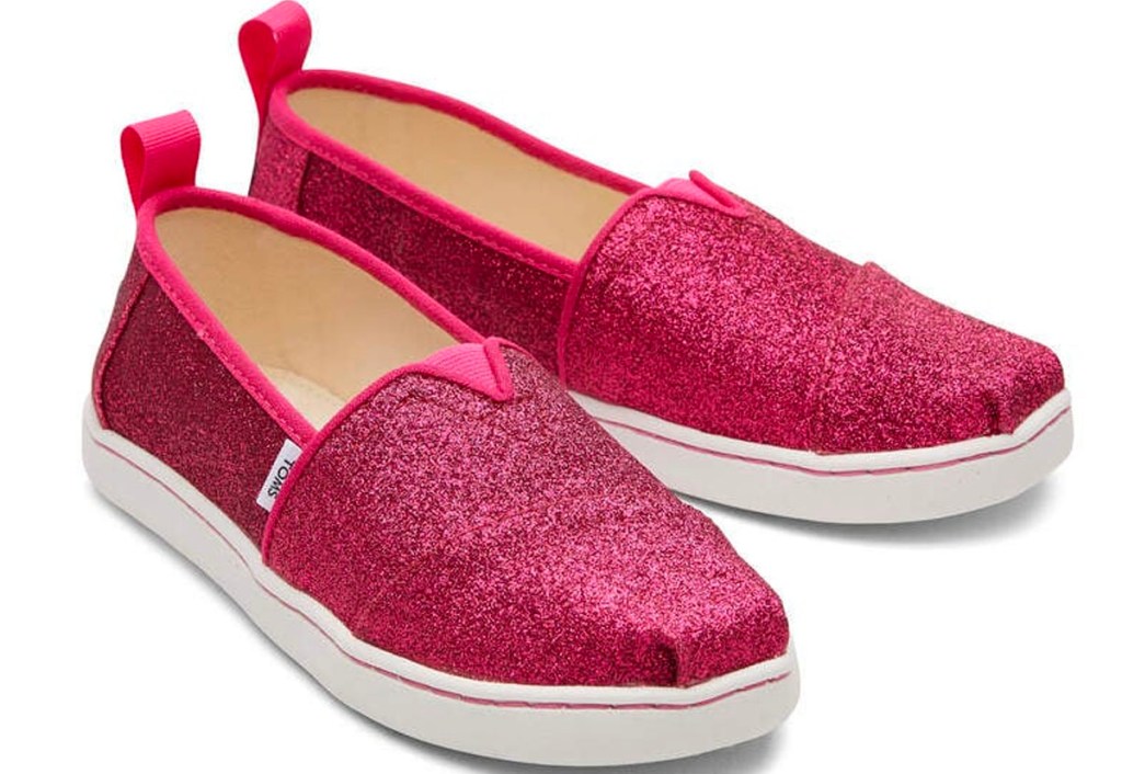 pink glitter toms shoes