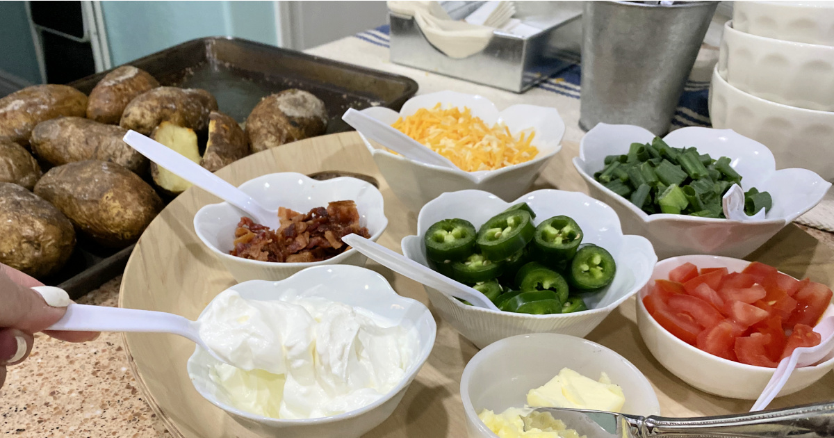 toppings for chili bar on the counter 
