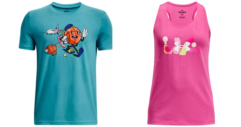 blue and pink kids tees