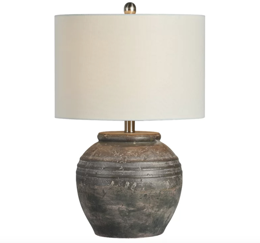 stock photo of dark gray and beige table lamp
