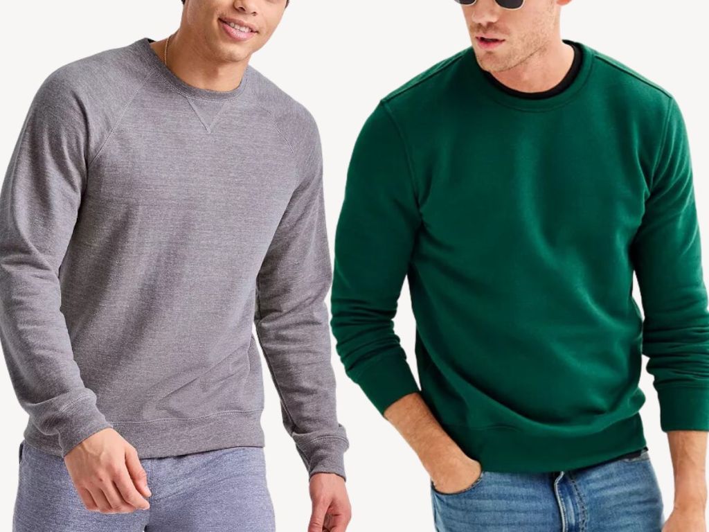Men's Hanes Tri-Blend French Terry Sweatshirt and Men's Sonoma Goods For Life Crewneck Fleece Sweatshirt