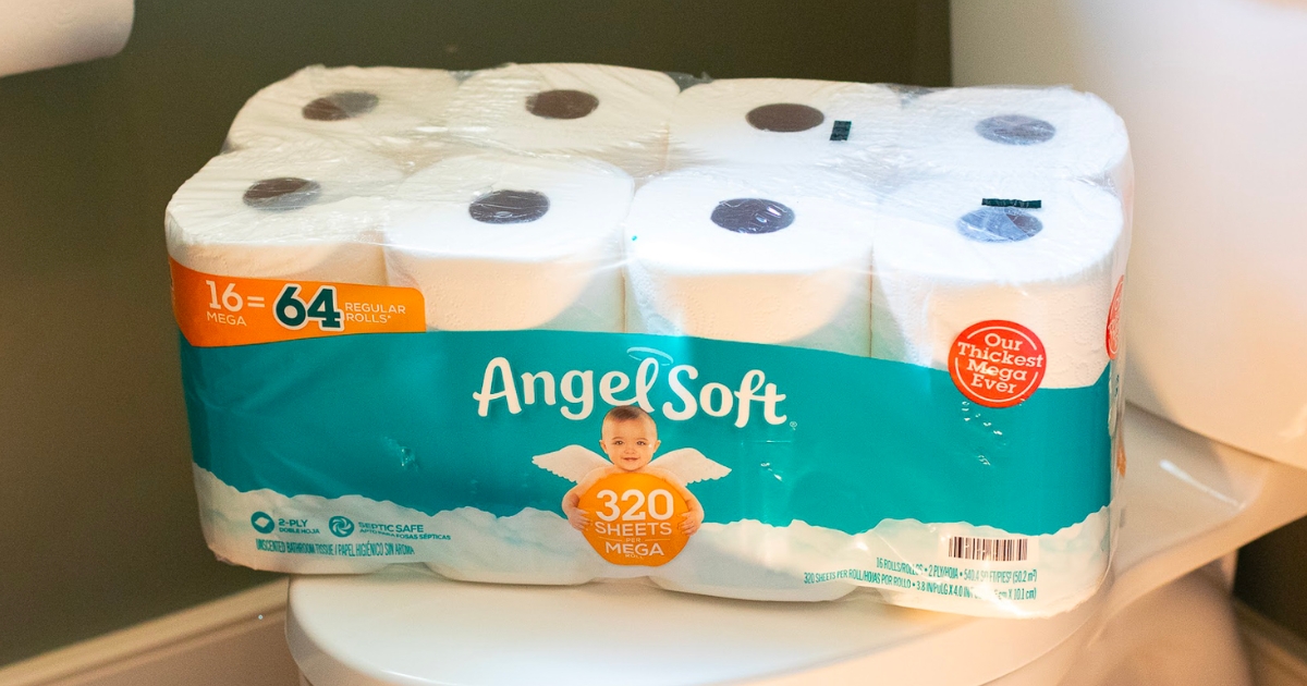 Angel Soft Toilet Paper, 16 Mega Rolls = 64 Regular Rolls, Soft and Strong Toilet  Tissue 