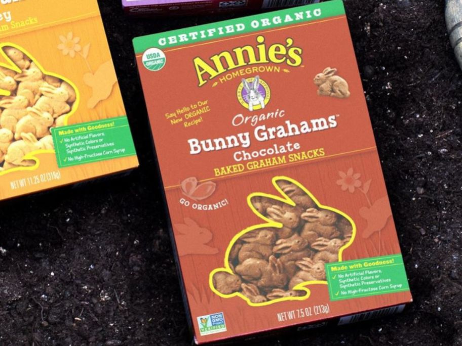 Annie's Bunny Grahams laying in dirt