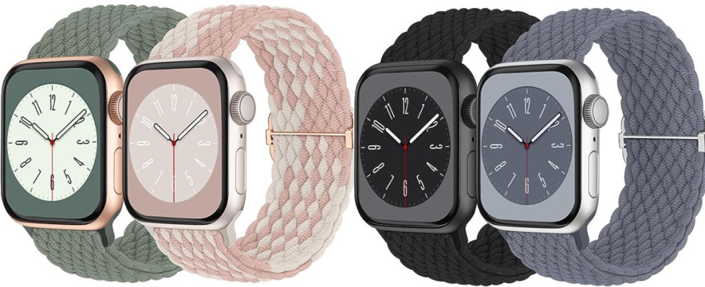 Apple Watches with different color braided brands