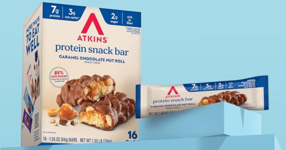 Box of Atkins Protein Snack Bars Nut Rolls