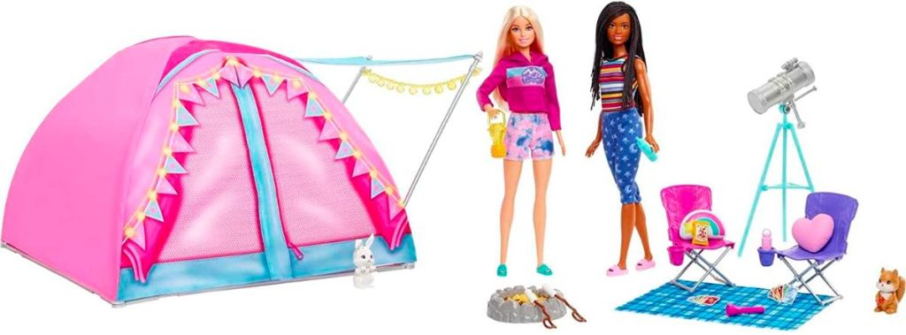 stock image of barbie camping playset