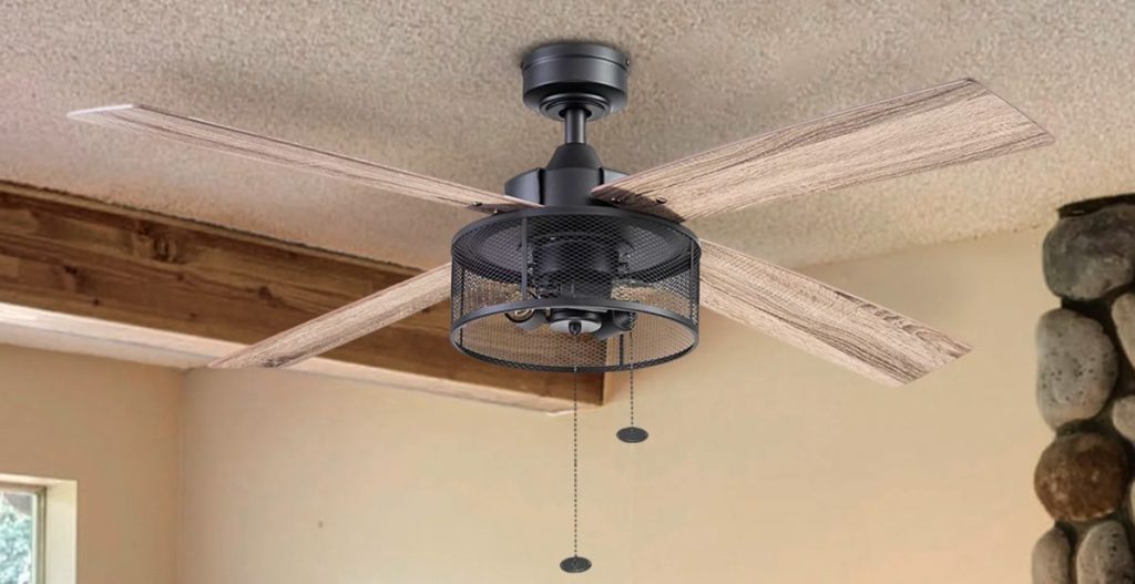 Better Homes & Gardens 52 4 Blade Matte Black Cage Ceiling Fan