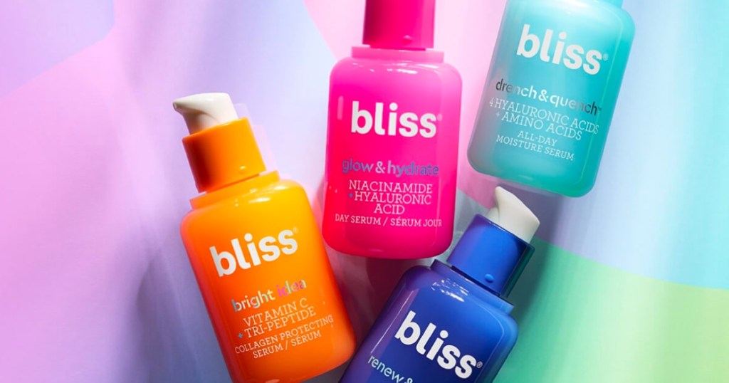 4 bottles of bliss skincare serums