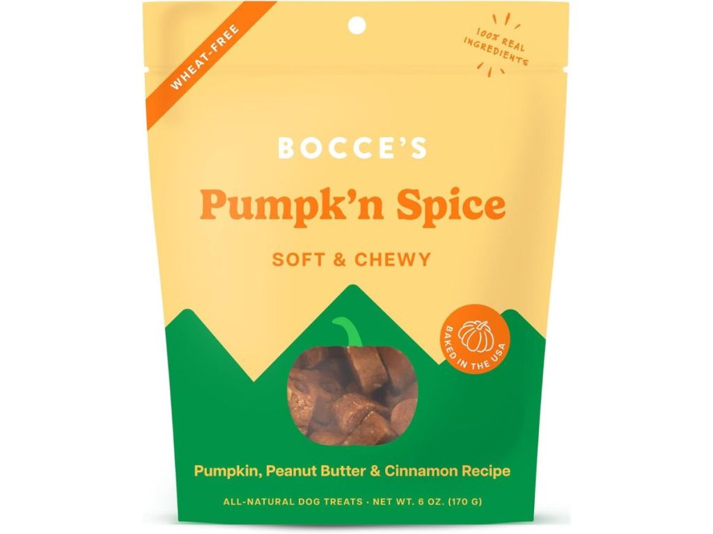 bag of Bocce's Bakery Pumpk'n Spice 6oz Dog Treats