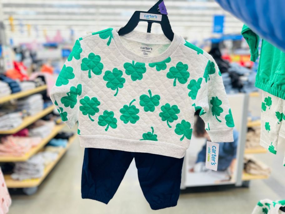 Carter's Child of Mine Toddler Boy St. Patrick's Day Outfit 2-Piece Set in hand in store