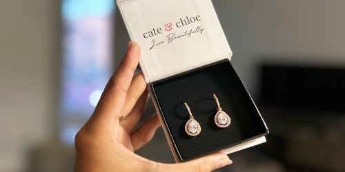 Cate & Chloe 18K Halo Tear Drop Earrings Just $16.80 Shipped (Beautiful Gift Idea!)