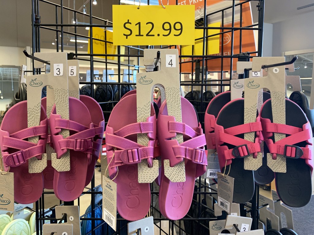 display of pink kids slides in store