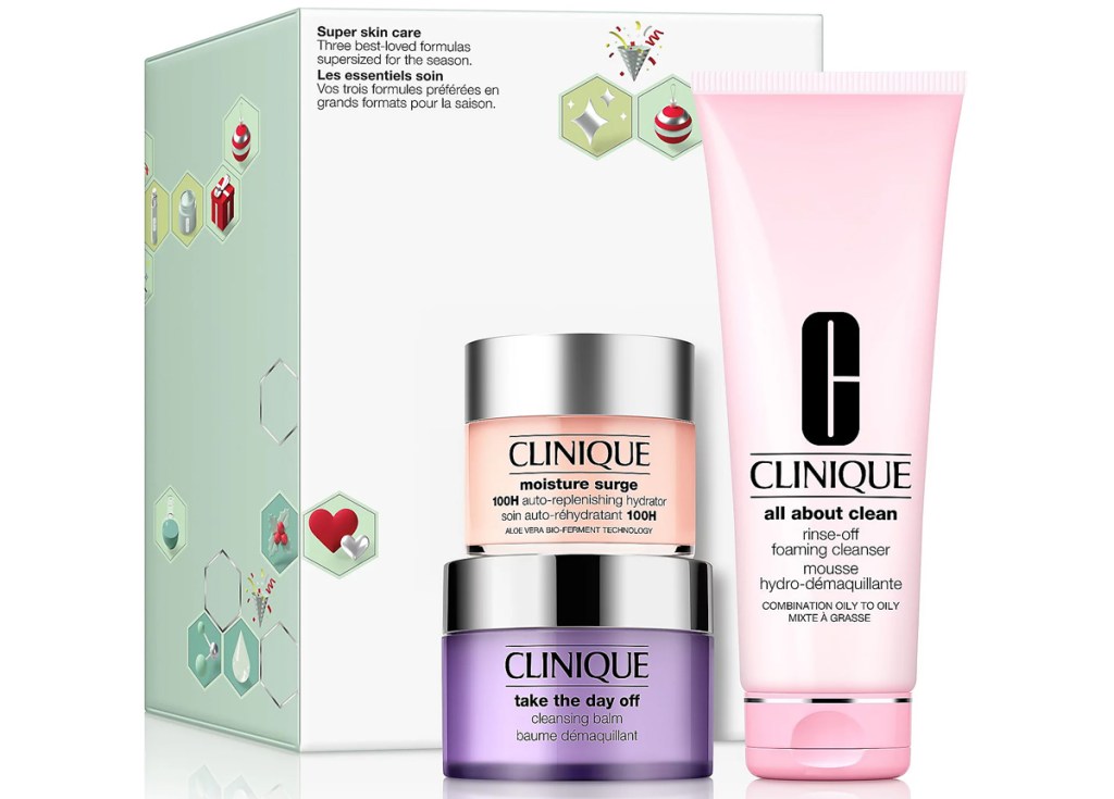 clinique cleanser, makeup remover, and moisturizer