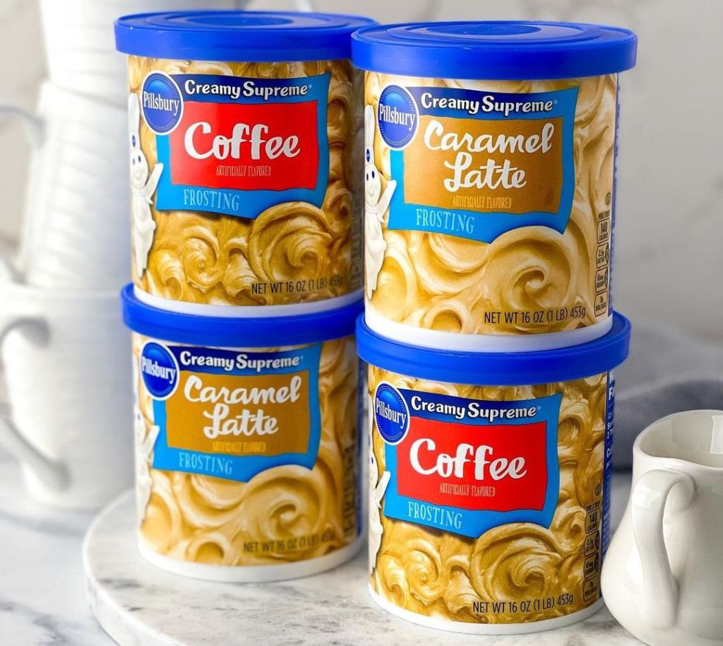 4 containers of coffee flavored frosting