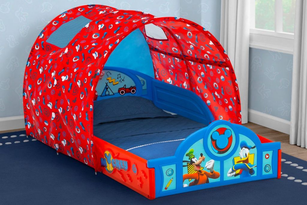 Delta Children Disney Mickey Mouse Sleep & Play Toddler Bed with Tent