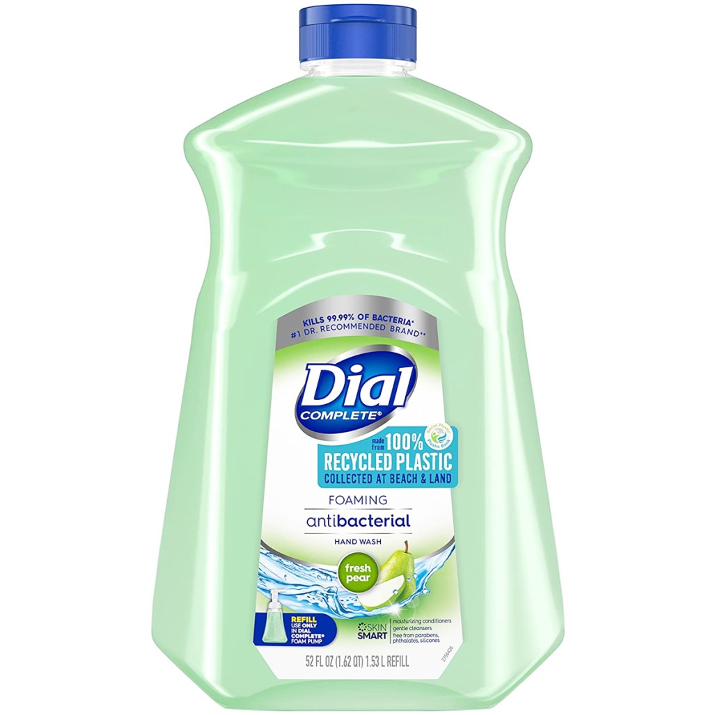 large green bottle of dial foaming hand soap