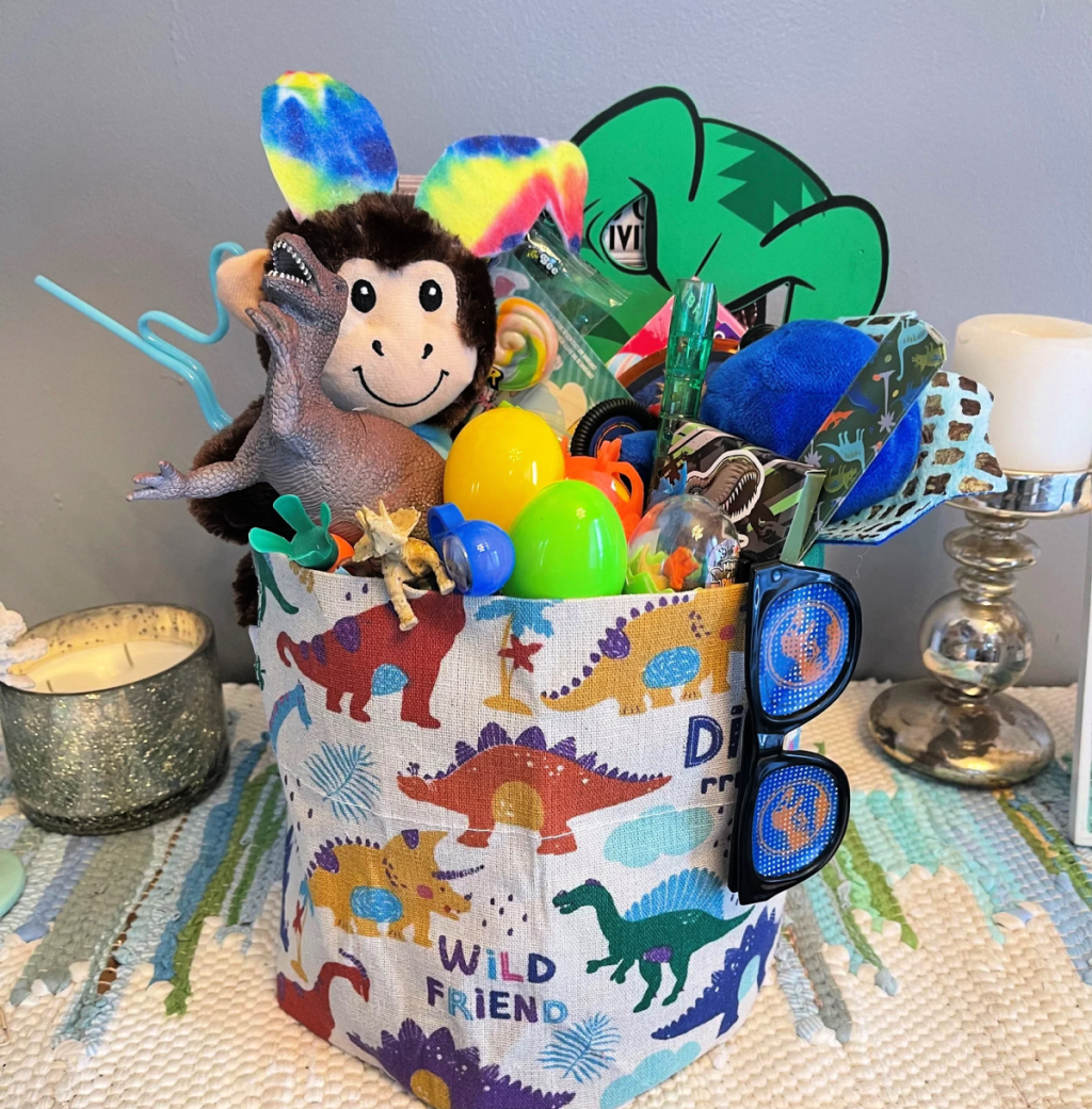 Dinosaur lovers will adore this filled Easter basket