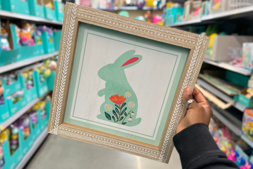 Easter Hanging Decor - Mint Green Bunny in woman's hands