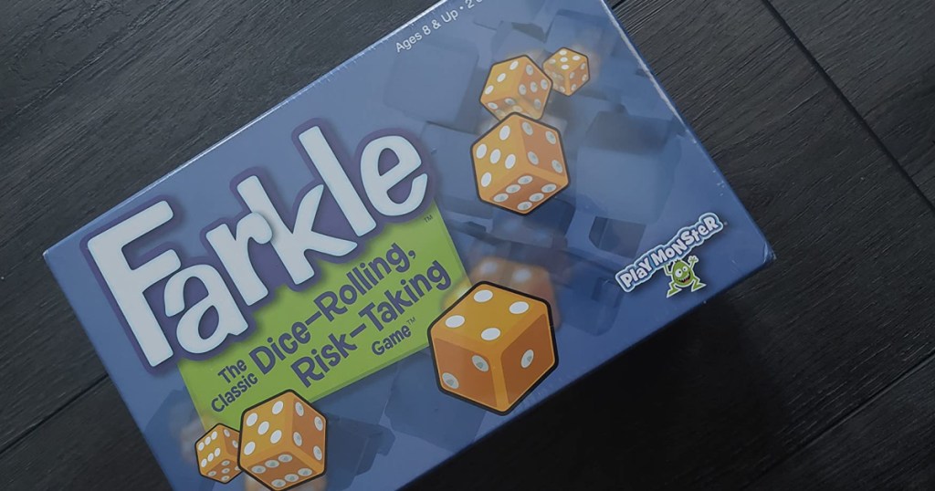 Farkle dice rolling game inside its box