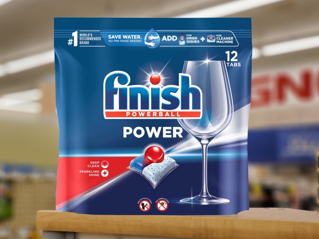 Finish detergent on a shelf at a store