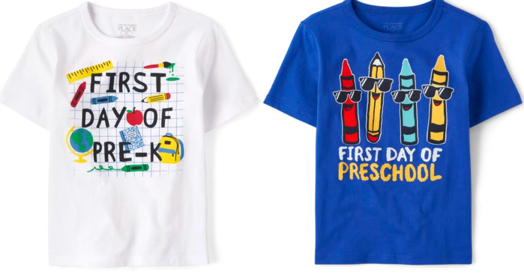first day of pre-k and preschool toddler boys tees