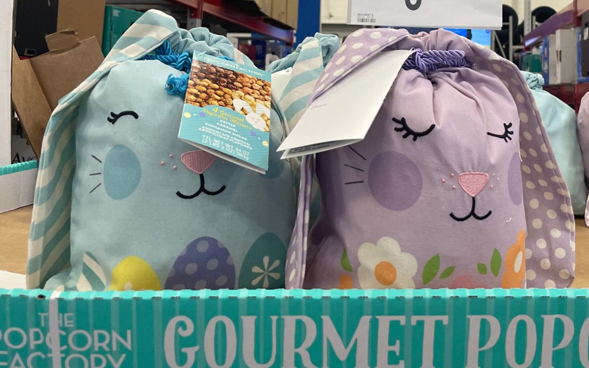 Gourmet easter popcorn in cloth bunny bags