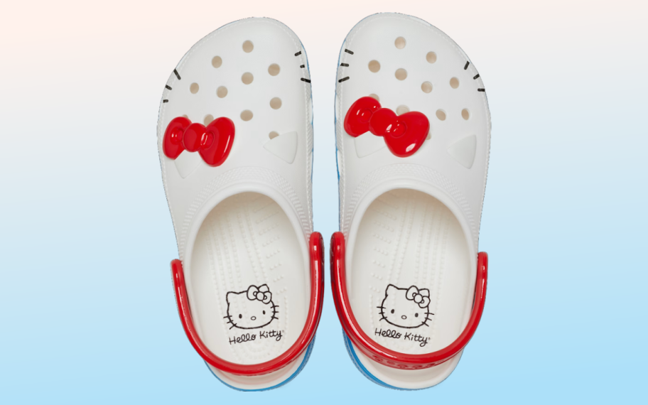 A pair of Hello Kitty Crocs