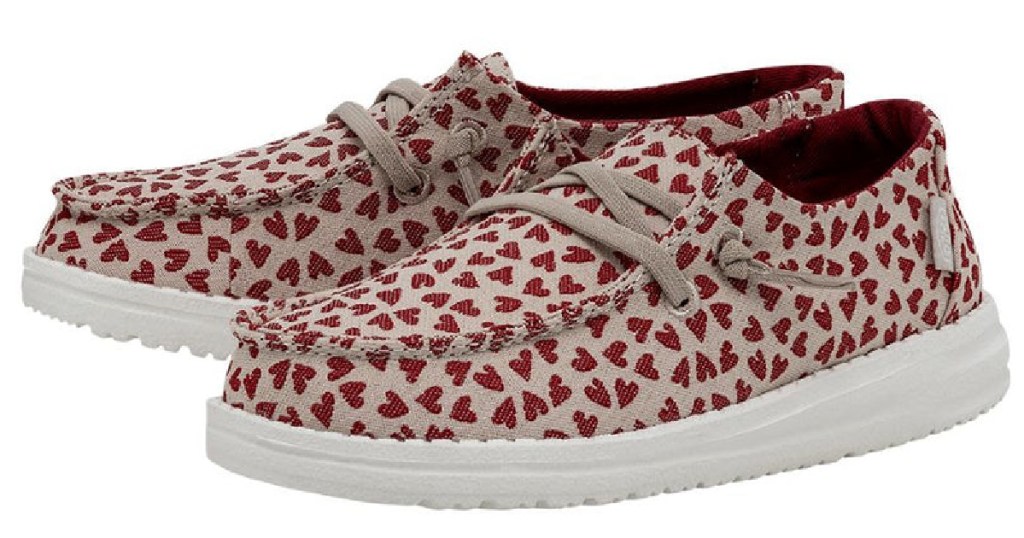 Hey Dudes Wendy Youth Love shoes with heart print