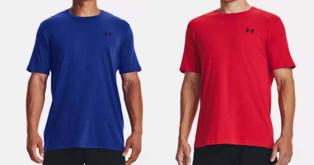 Under Armour Men's UA Left Chest Lockup T-Shirts shown in blue and red