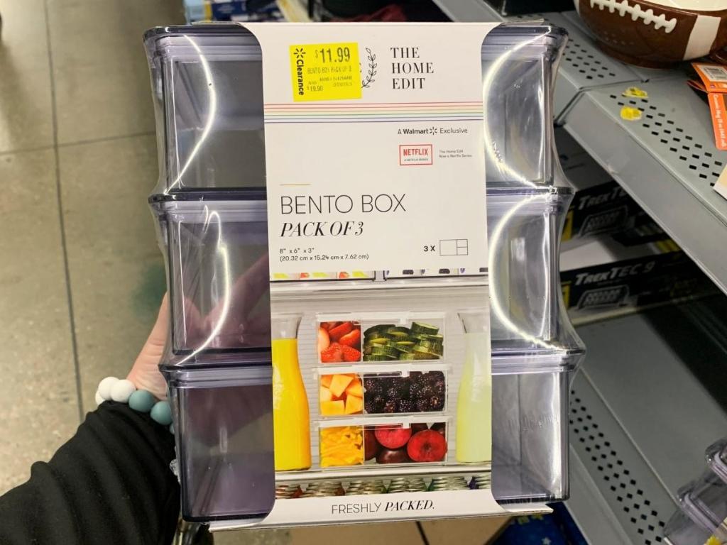 the home edit bento box 3-pack in store with clearance sticker