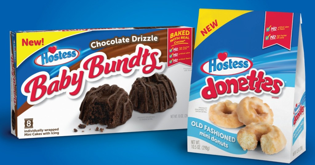 2 packages of Hostess breakfast treats on a blue background