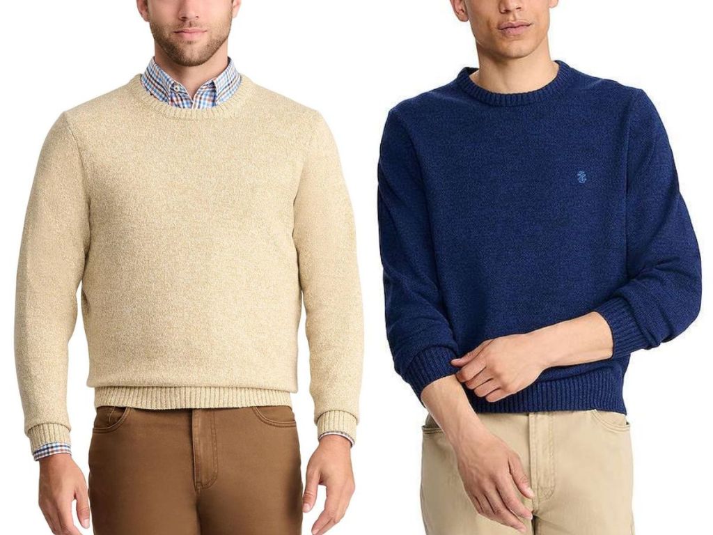 2 men wearing Izod pullover sweaters