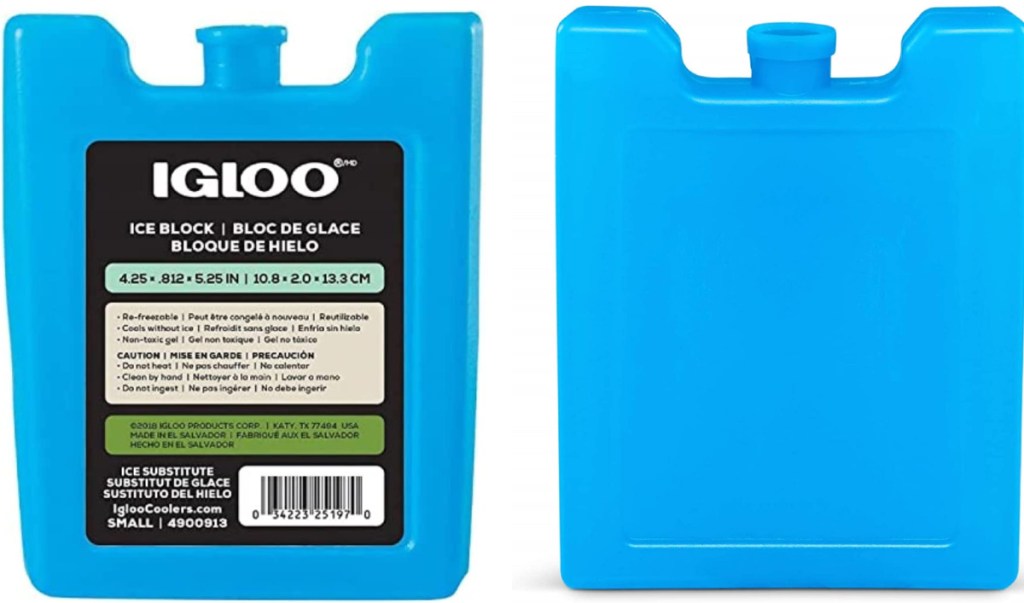 front and back of igloo ice block 