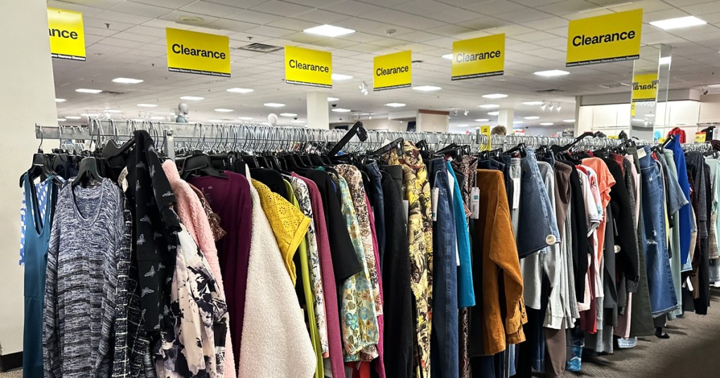 clearance clothing section in jcpenney store