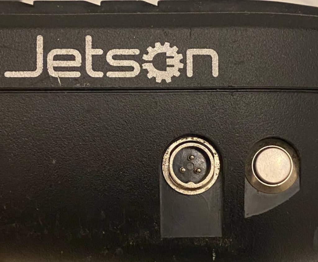The charging port on a recalled Jetson Rogue Self-Balancing Scooter and Hoverboard