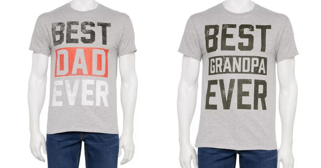 Best Dad ever and Best Grandpa ever tees on mannequins