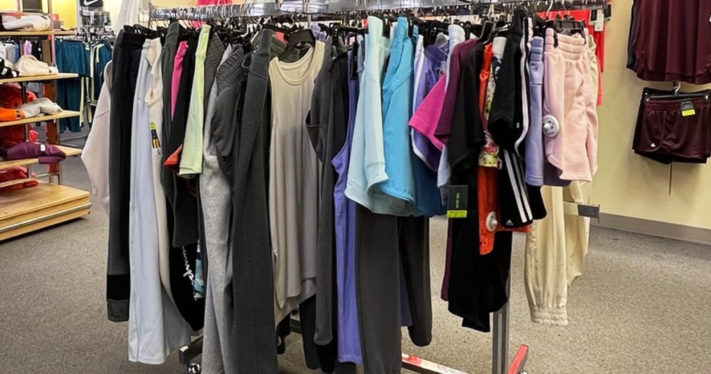 display rack of clearance activewear at kohl's