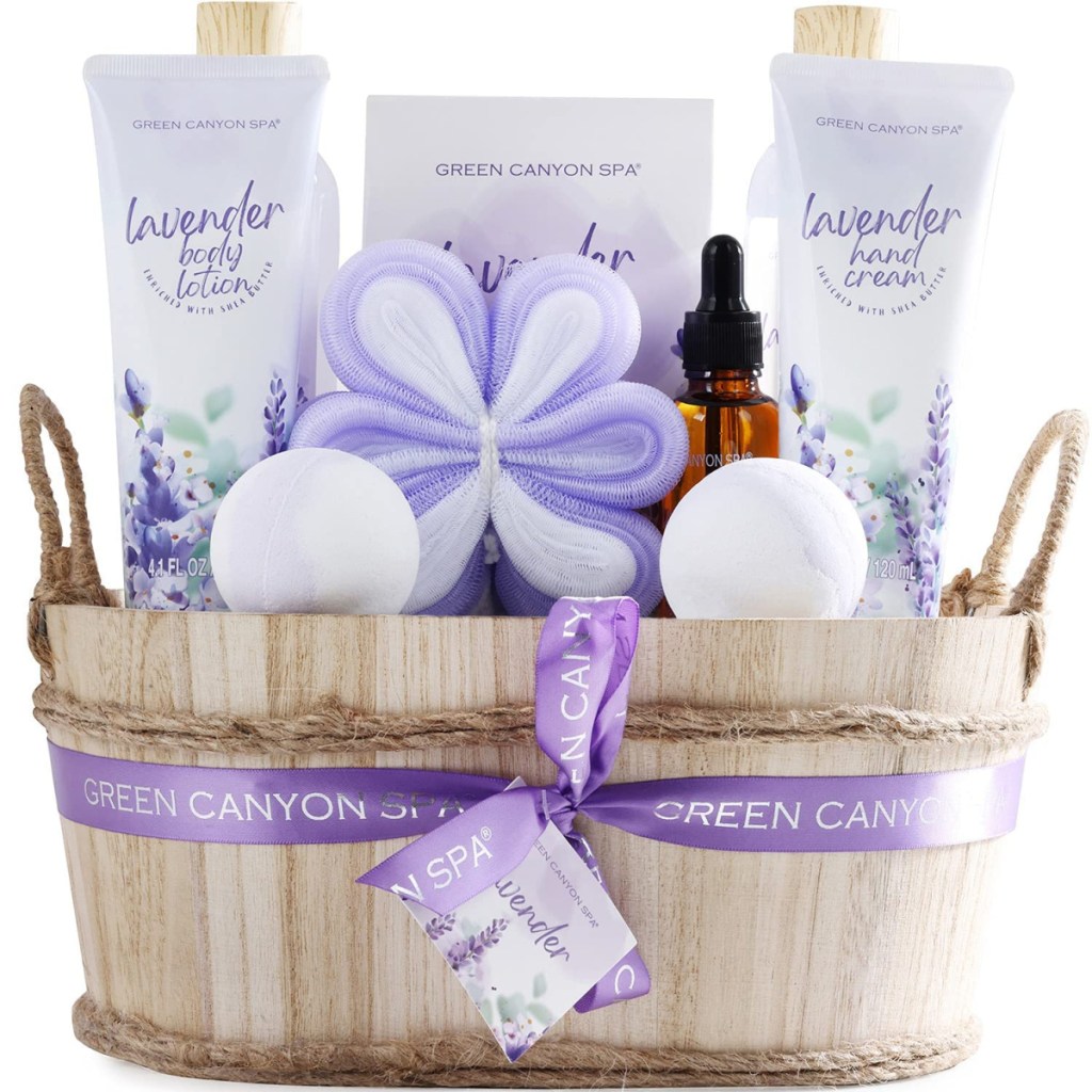 A lavender spa gift basket